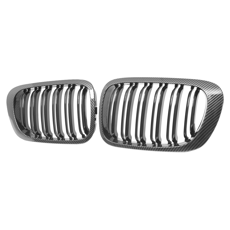 Nieren Grill Carbon Look Doppelsteg passend für BMW 3er Coupe E46 Vorfacelift