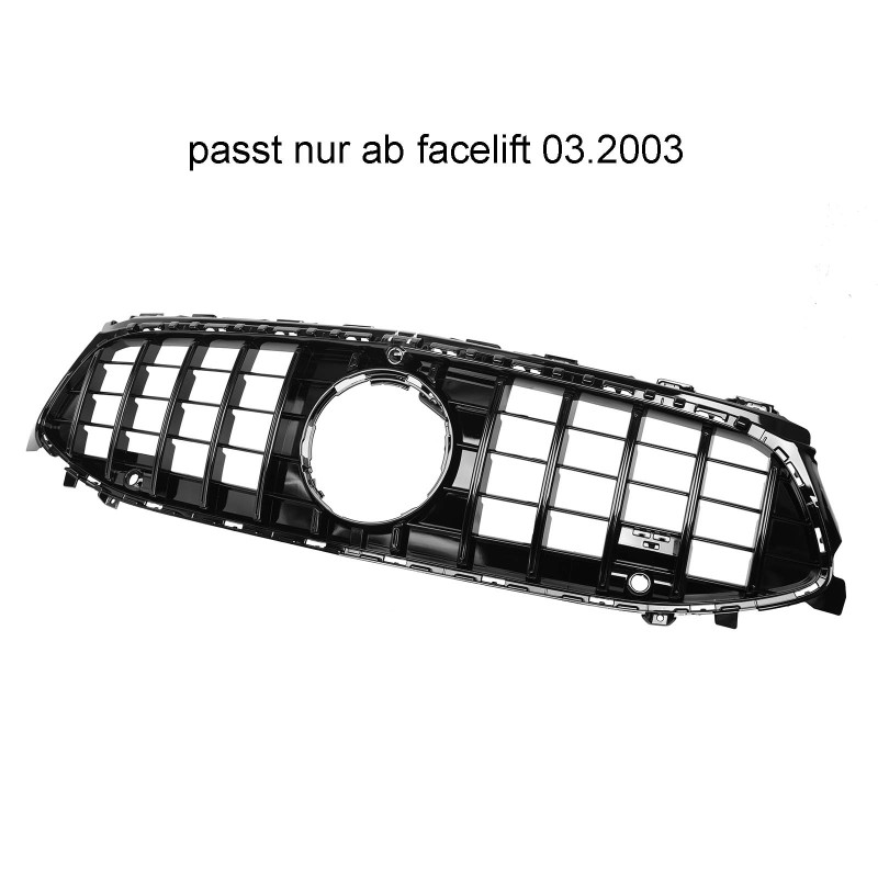 Kühlergrill glanz Schwarz mit Kamera GT Panamericana passend für Mercedes CLA C118 X118 Facelift