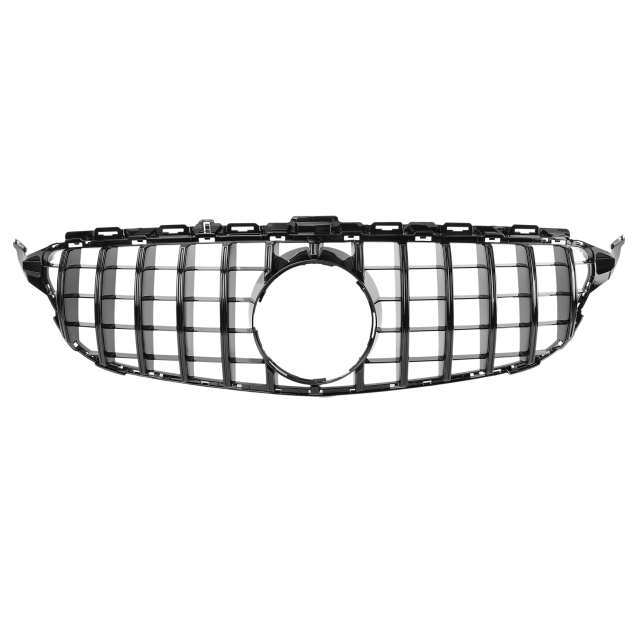 Kühlergrill glanz Schwarz GT Panamericana Grill ohne Kamera Passend für Mercedes C-Klasse W205 S205 C205 A205 Vorfacelift