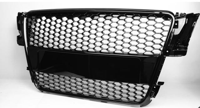 Passt für Audi A5 8T Waben Grill Kühlergrill Front Grill Schwarz Glanz bis 2011