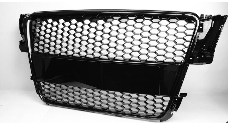 Passt für Audi A5 8T Waben Grill Kühlergrill Front Grill Schwarz Glanz bis 2011