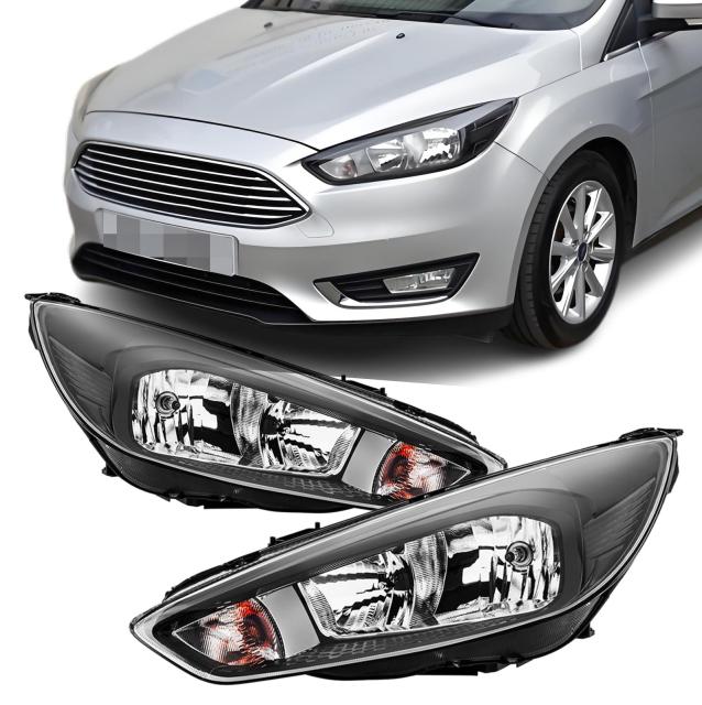 2x Front Scheinwerfer für Ford Focus III MK3 Facelift Schwarz Hauptscheinwerfer