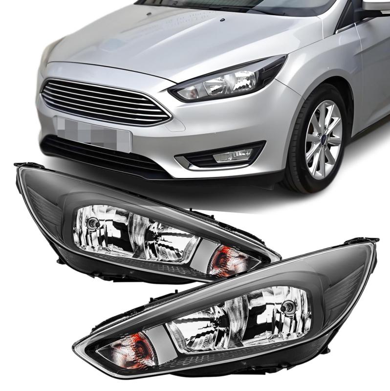 2x Front Scheinwerfer für Ford Focus III MK3 Facelift Schwarz Hauptscheinwerfer