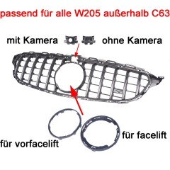 Kühlergrill Chrom GT Panamericana passend für Mercedes C-Klasse W205 S205 C205 A205