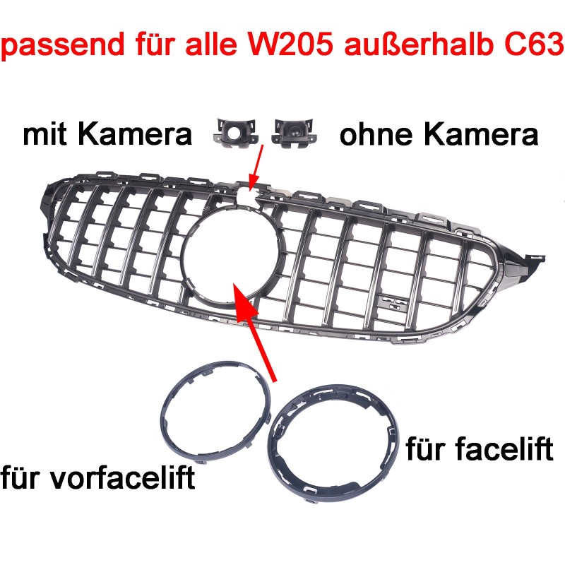 Kühlergrill Chrom GT Panamericana passend für Mercedes C-Klasse W205 S205 C205 A205