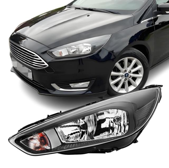 Front Scheinwerfer Links für Ford Focus MK3 Facelift Schwarz Hauptscheinwerfer