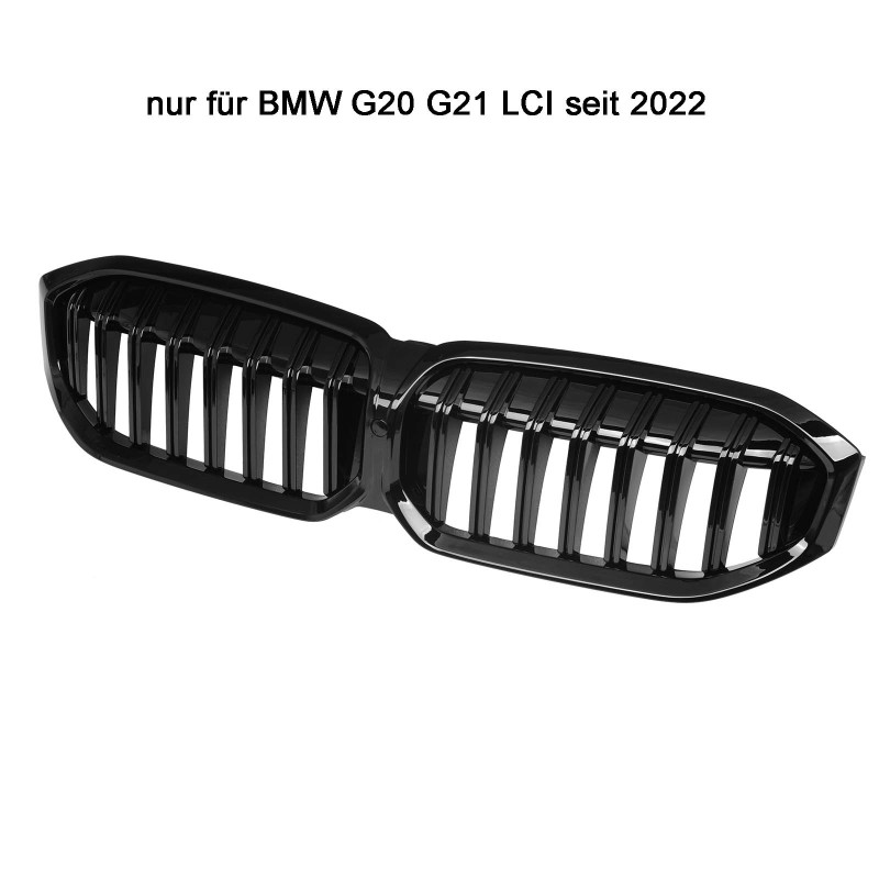 Nieren Grill glanz Schwarz Einzelsteg passend für BMW 3er G20 G21 Facelift