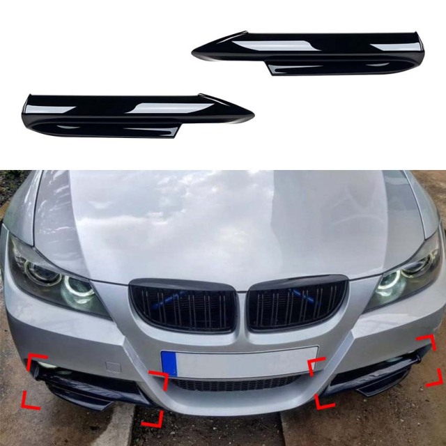 Spoilerlippe Frontlippe GLANZ SCHWARZ für BMW 3er E90 E91 2005-2008 MIT M PAKET