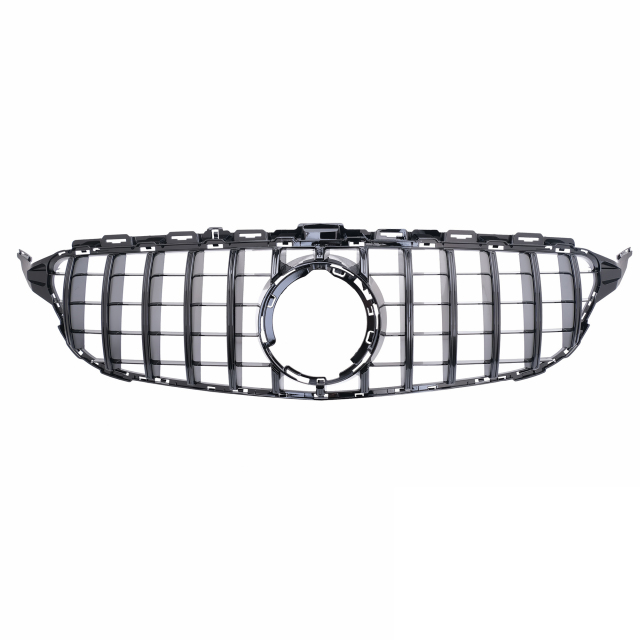 Kühlergrill glanz Schwarz GT Panamericana Grill ohne Kamera Passend für Mercedes C-Klasse W205 S205 C205 A205 Facelift