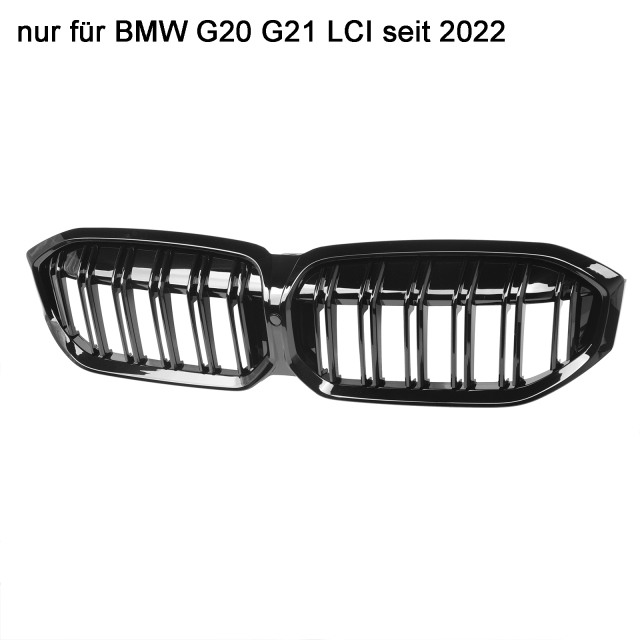 Nieren Grill glanz Schwarz Doppelsteg passend für BMW 3er G20 G21 Facelift