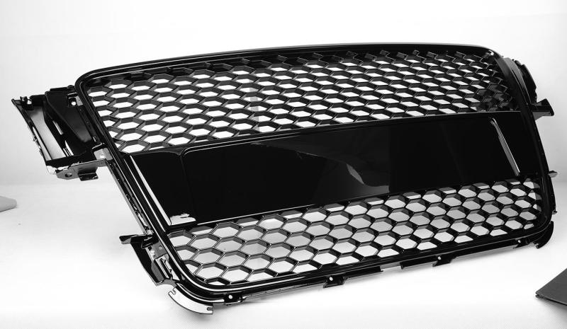 Passt für Audi A5 8T Waben Grill Kühlergrill Front Grill Schwarz Glanz bis 2011