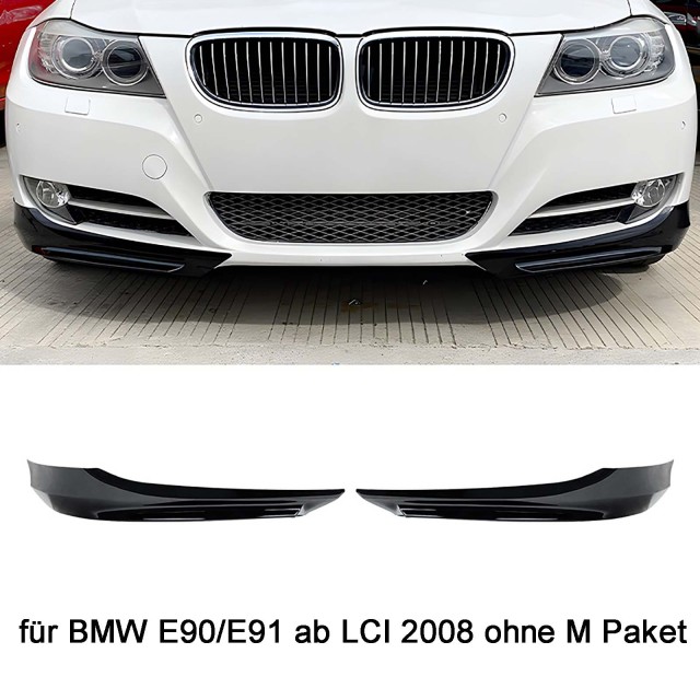 Spoilerlippe Frontlippe GLANZ SCHWARZ für BMW 3er E90 E91 LCI 2008-2012 OHNE M PAKET