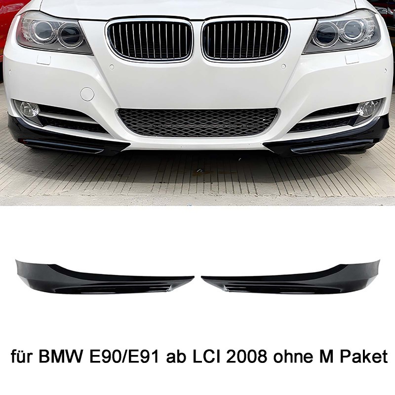 Spoilerlippe Frontlippe GLANZ SCHWARZ für BMW 3er E90 E91 LCI 2008-2012 OHNE M PAKET