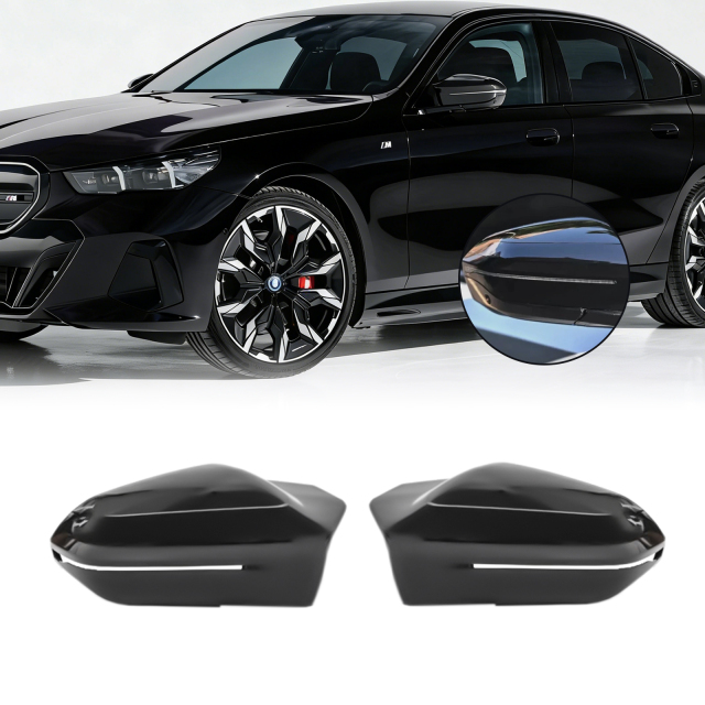 2 Stucke Spiegelkappe Außenspiegel schwarz für BMW 5er G60 G61 23- Links Rechts