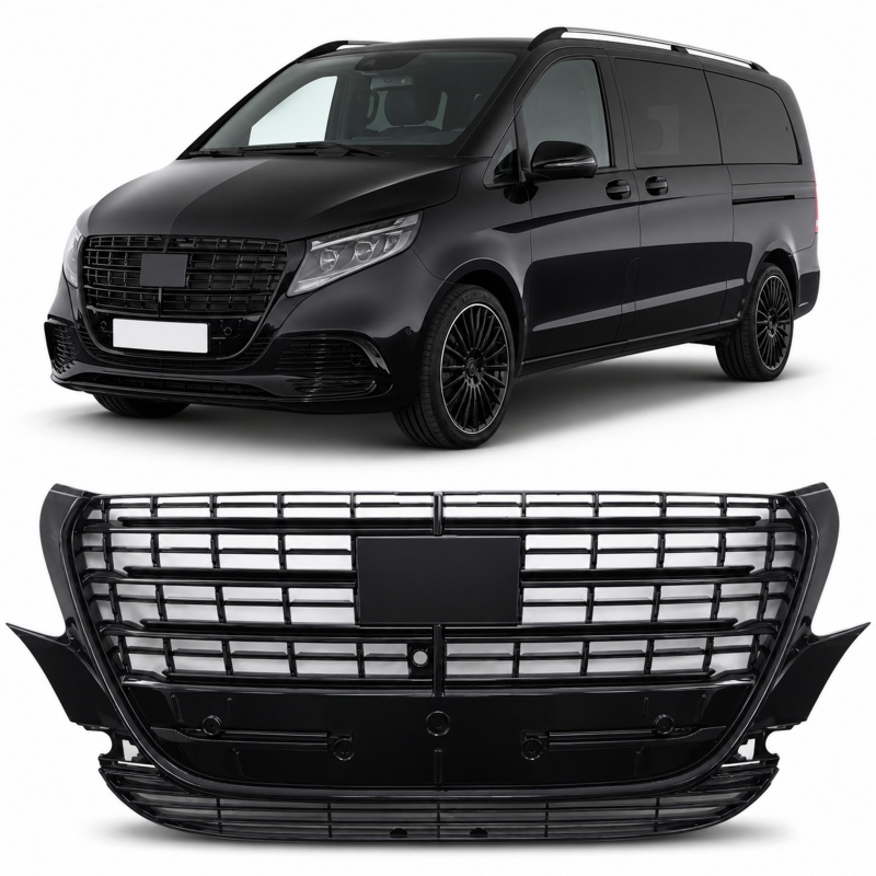 Kühlergrill für Mercedes Vito V-Klasse W448 W447 LCI 24- Schwarz Exclusive Look