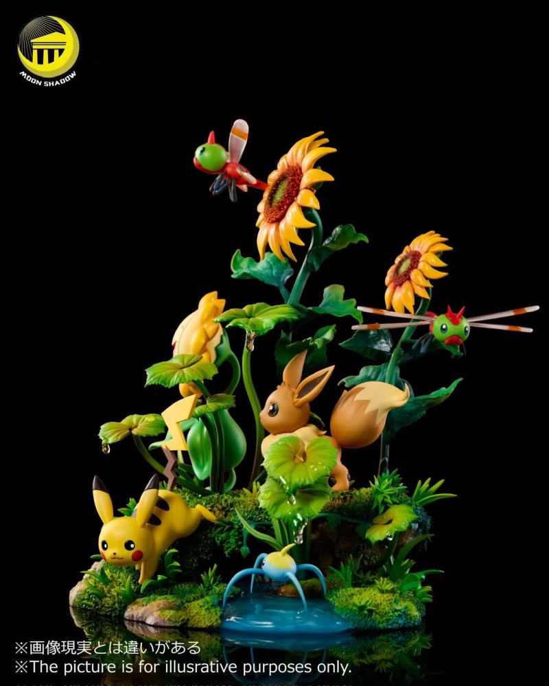 Moon Shadow - Eevee x Pikachu Ecology Scene - Pokemon Resin Statue