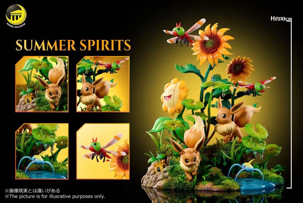 Moon Shadow - Eevee x Pikachu Ecology Scene - Pokemon Resin Statue
