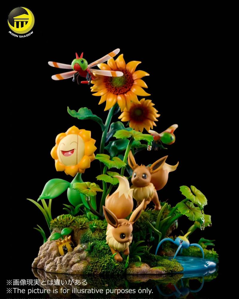 Moon Shadow - Eevee x Pikachu Ecology Scene - Pokemon Resin Statue