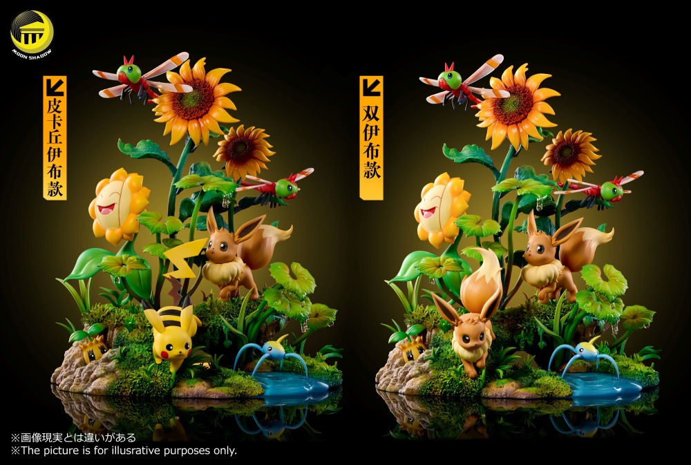 Moon Shadow - Eevee x Pikachu Ecology Scene - Pokemon Resin Statue