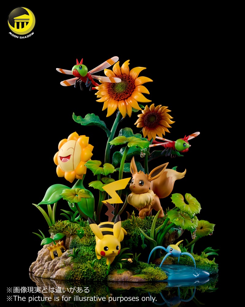 Moon Shadow - Eevee x Pikachu Ecology Scene - Pokemon Resin Statue