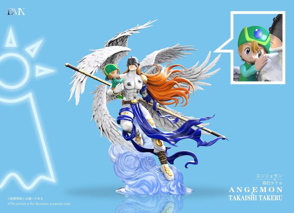 DMX Studio - Angemon x Takaishi x Angewomon Yagami - Digimon Resin Statue