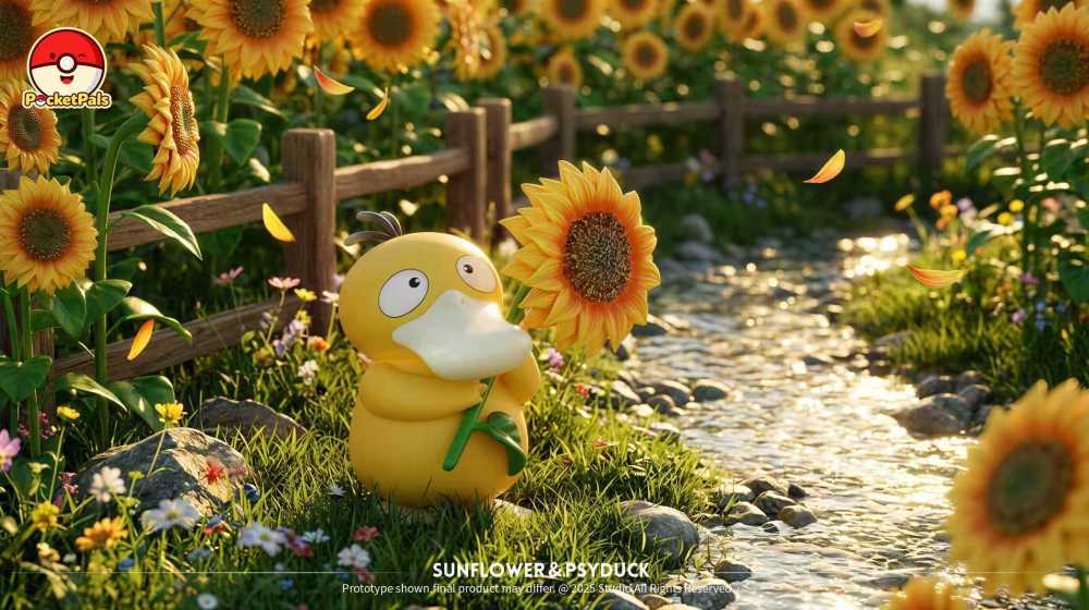 PocketPals Studio - Sunflower Psyduck - Pokemon Resin Statue