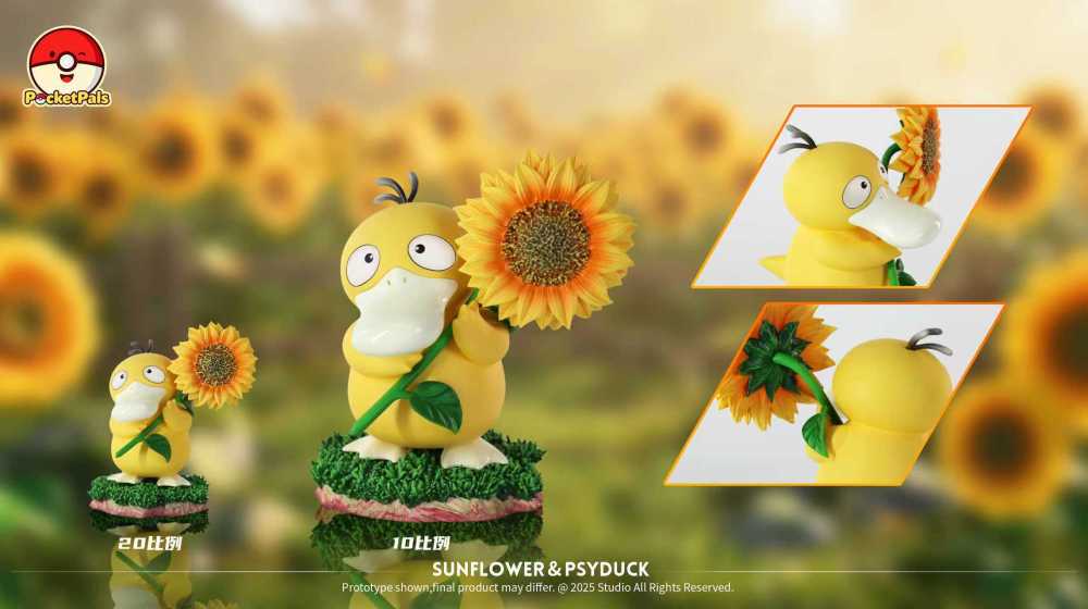 PocketPals Studio - Sunflower Psyduck - Pokemon Resin Statue