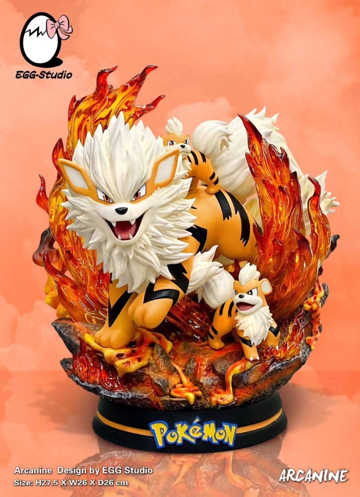 Egg Studio - Growlithe x Arcanine - Pokemon Resin Statue