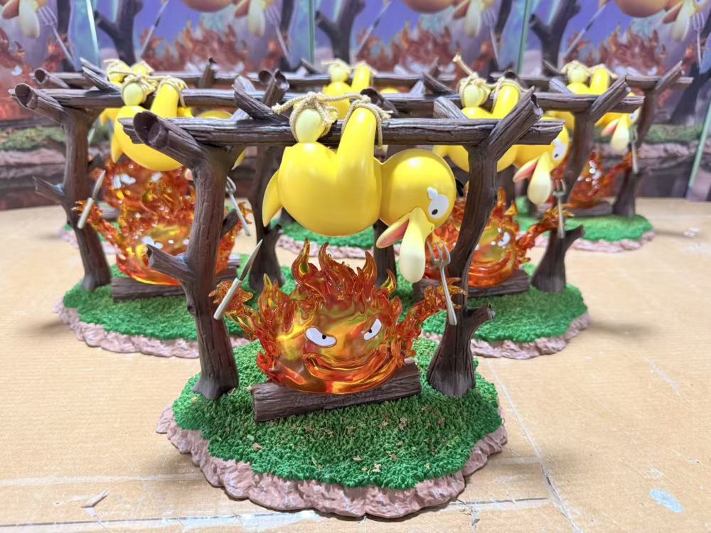 Lucky Studio x LongMiao Studio - Roast Psyduck x Calcifer - Pokemon Resin Statue