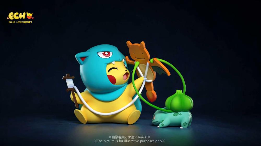 Echo Studio - Pikachu Cosplay Kanto Starters - Pokemon Resin Statue