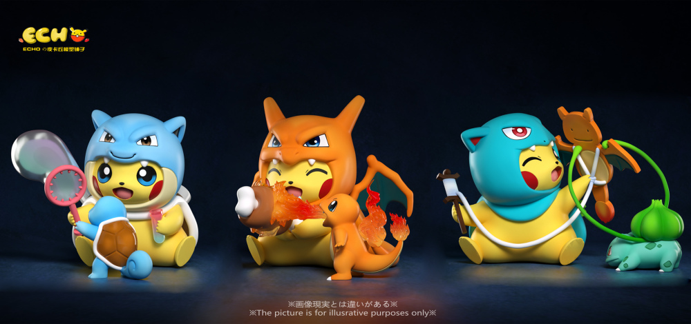 Echo Studio - Pikachu Cosplay Kanto Starters - Pokemon Resin Statue