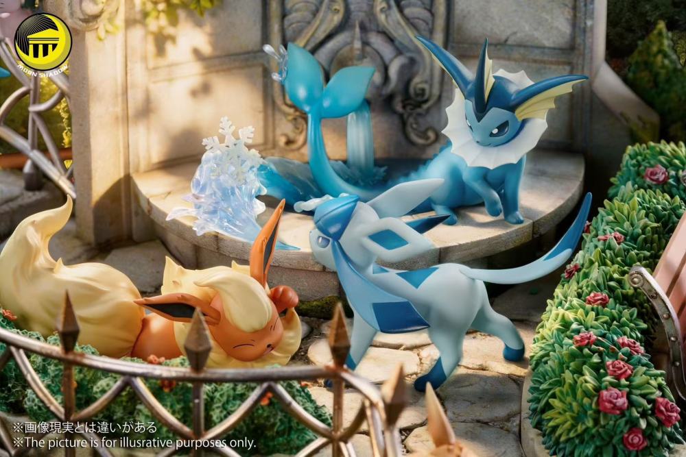 Moon Shadow - Eevee Family Garden Scene - Pokemon Resin Statue