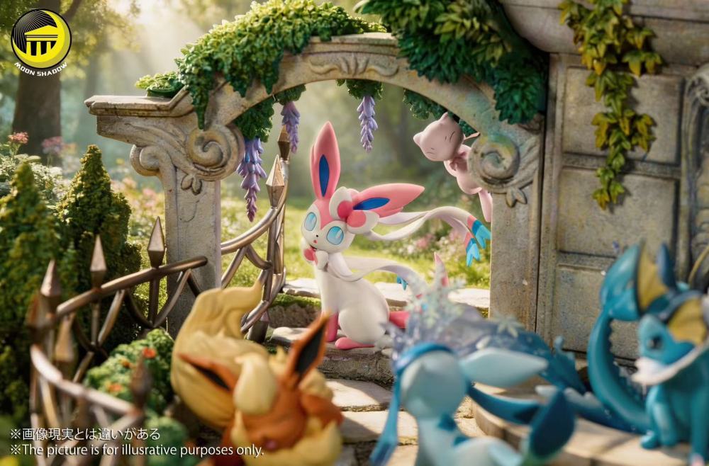 Moon Shadow - Eevee Family Garden Scene - Pokemon Resin Statue