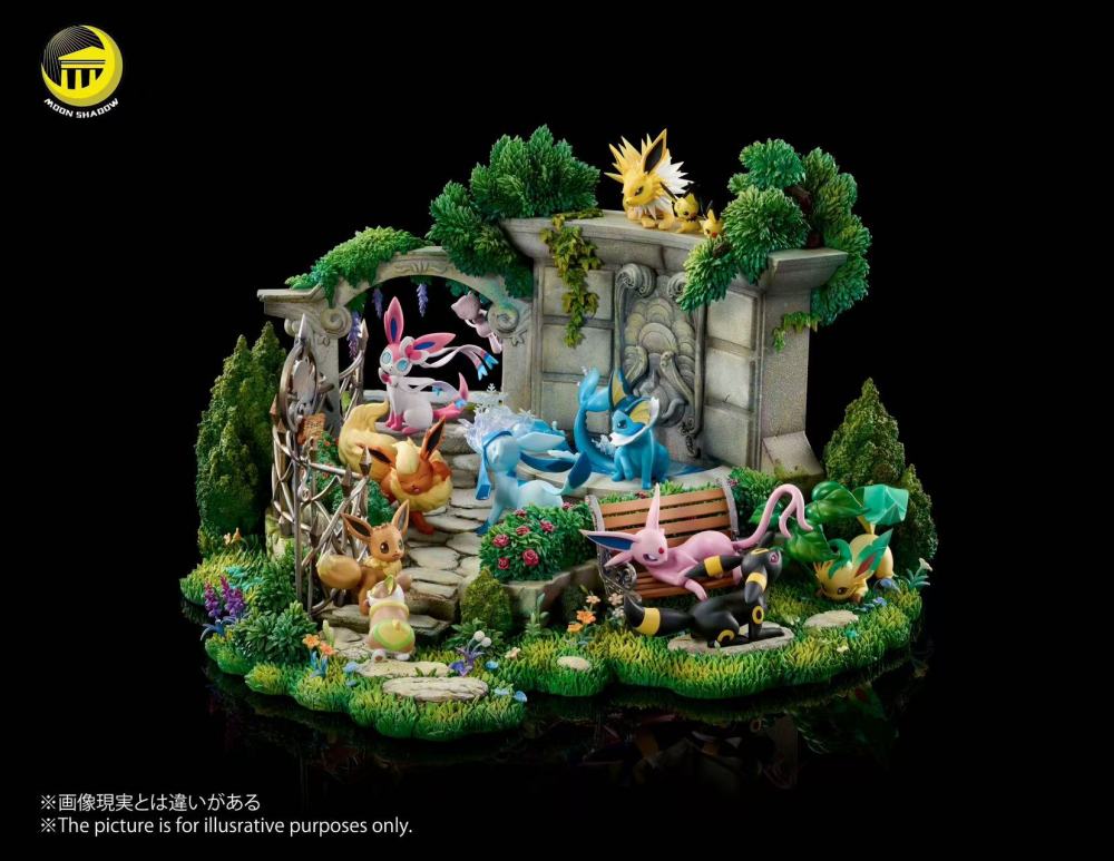 Moon Shadow - Eevee Family Garden Scene - Pokemon Resin Statue