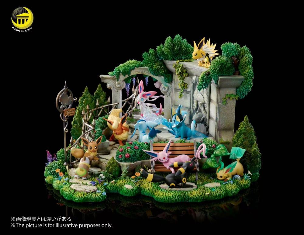 Moon Shadow - Eevee Family Garden Scene - Pokemon Resin Statue