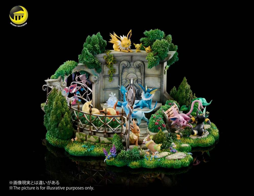 Moon Shadow - Eevee Family Garden Scene - Pokemon Resin Statue