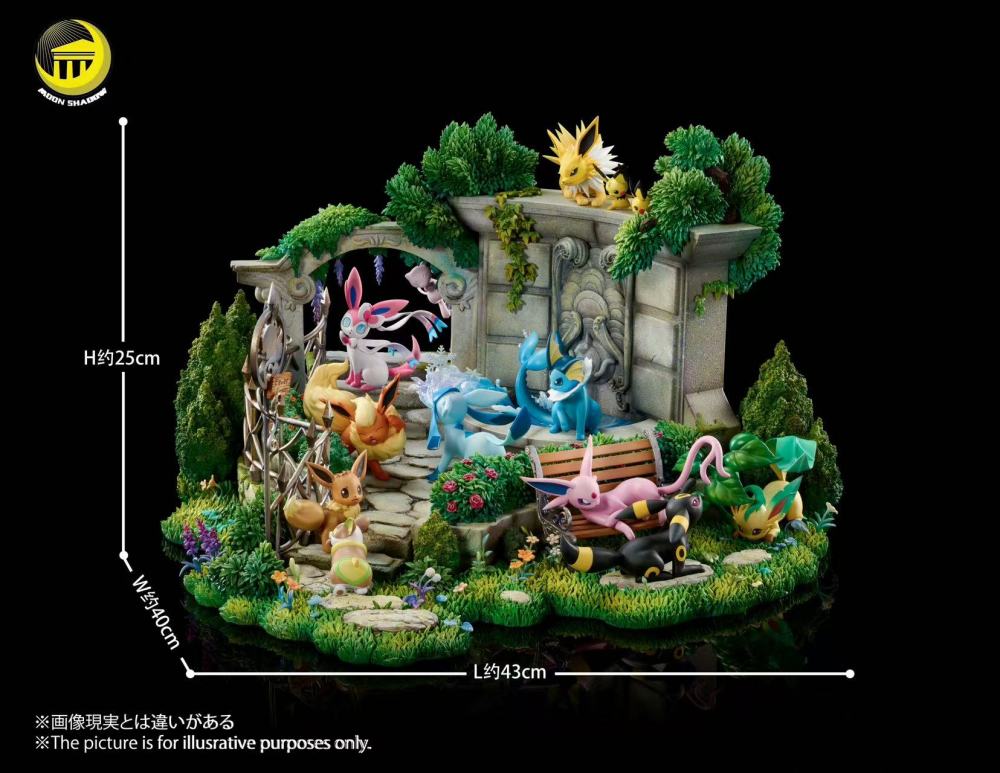 Moon Shadow - Eevee Family Garden Scene - Pokemon Resin Statue