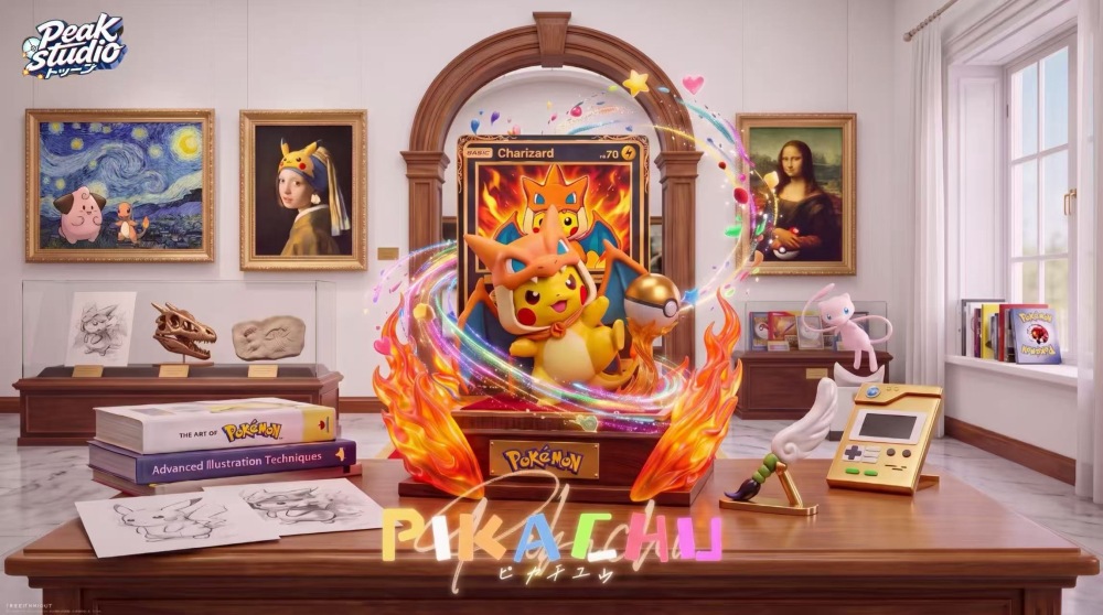 Peak Studio - Charizard Cape Pikachu - Pokemon Resin Statue