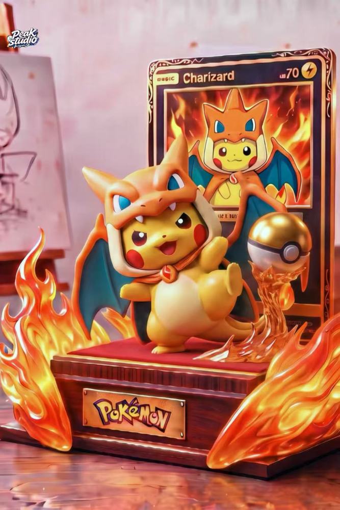 Peak Studio - Charizard Cape Pikachu - Pokemon Resin Statue
