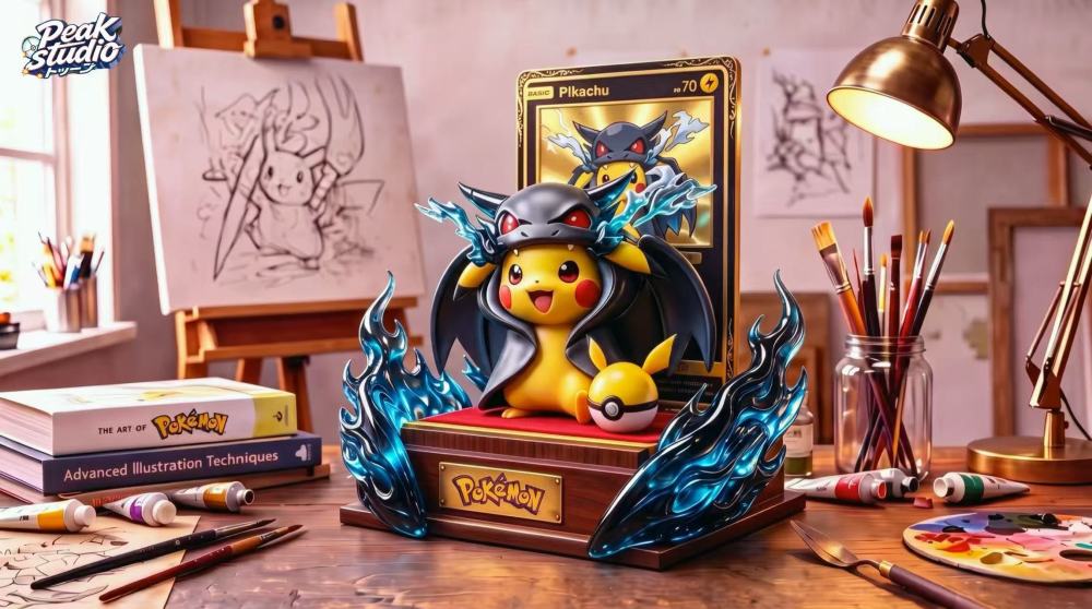 Peak Studio - Charizard Cape Pikachu - Pokemon Resin Statue
