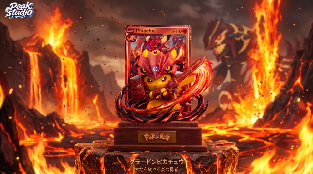 Peak Studio - Groudon Cap Pikachu - Pokemon Resin Statue
