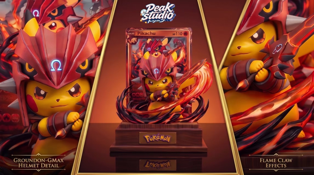 Peak Studio - Groudon Cap Pikachu - Pokemon Resin Statue