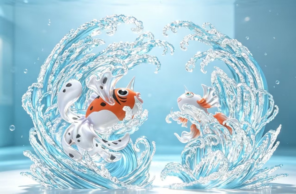 DZJ Studio - Goldeen x Seaking - Pokemon Resin Statue