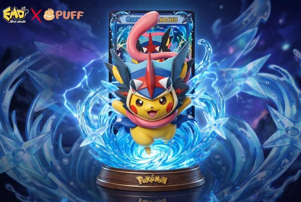 Emo x Puff Studio - Greninja Cap Pikachu - Pokemon Resin Statue