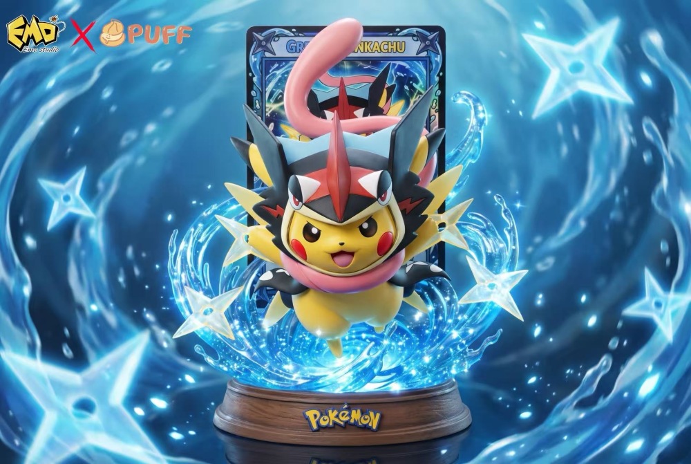 Emo x Puff Studio - Greninja Cap Pikachu - Pokemon Resin Statue