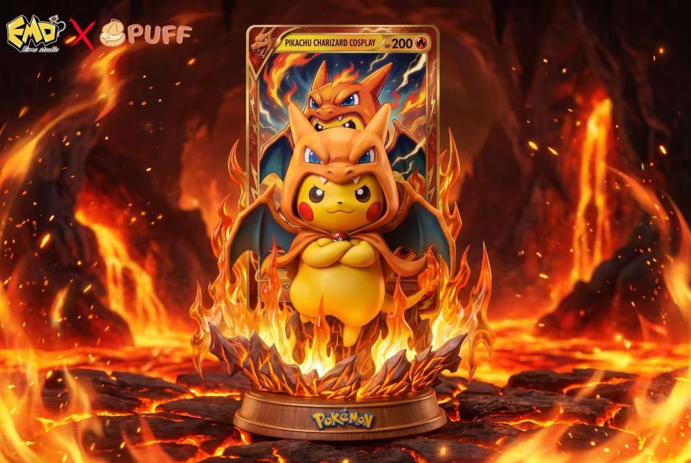 Emo x Puff Studio - Charizard Cap Pikachu - Pokemon Resin Statue