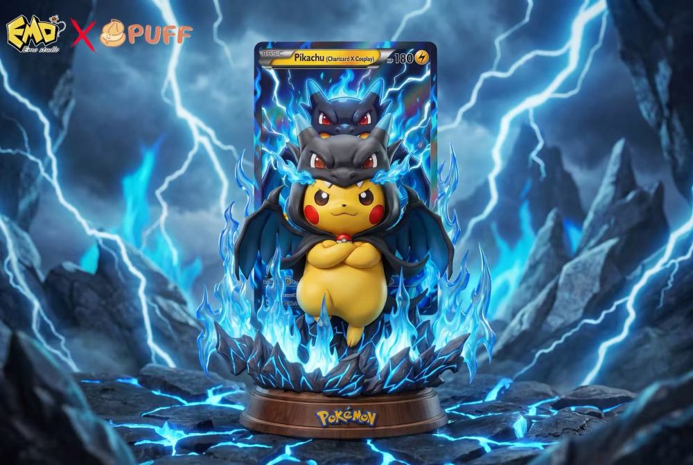 Emo x Puff Studio - Charizard Cap Pikachu - Pokemon Resin Statue