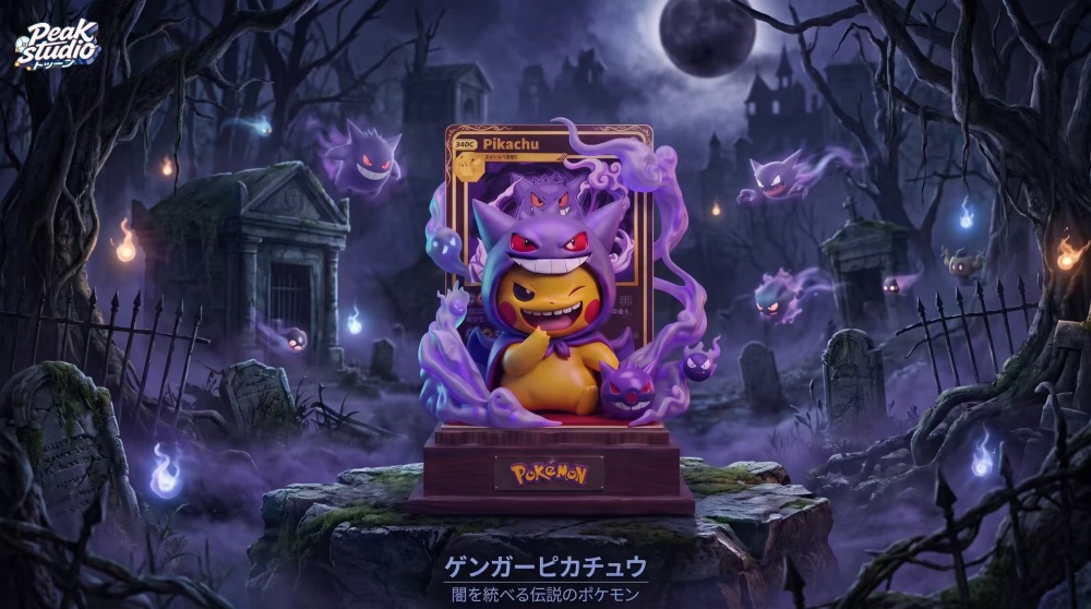 Peak Studio - Gengar Cap Pikachu - Pokemon Resin Statue