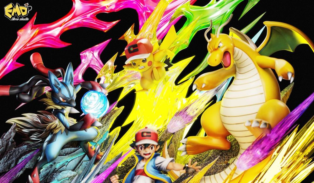 Emo Studio - Ash Champion Team - Pokemon Resin Statue