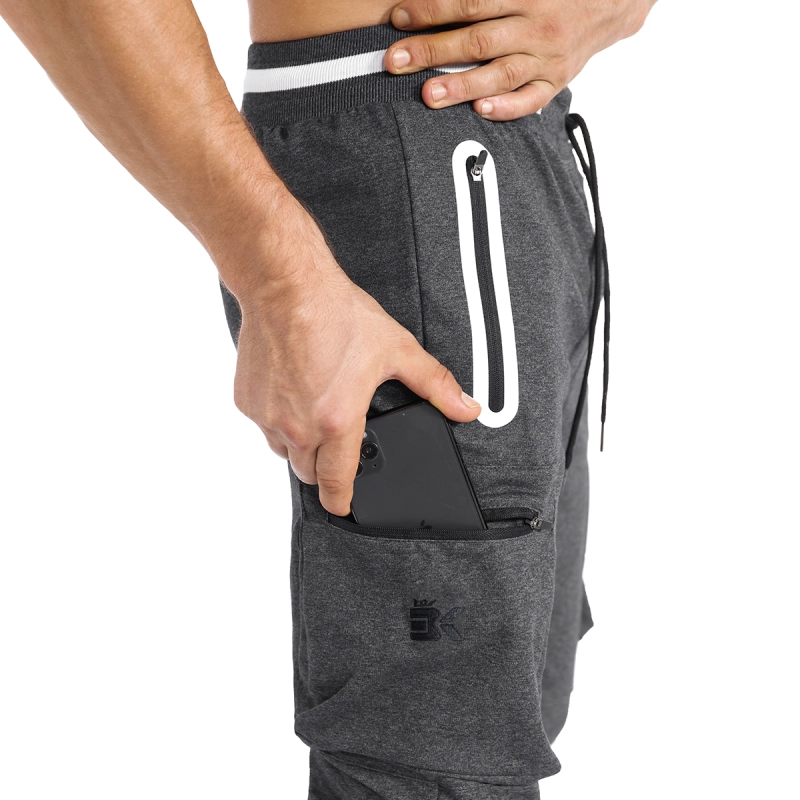 BROKIG Mens Jogger Sport Pants, Casual Zipper Gym Workout Sweatpants  Pockets, Black/Light Grey, XX-Large : : Clothing, Shoes &  Accessories